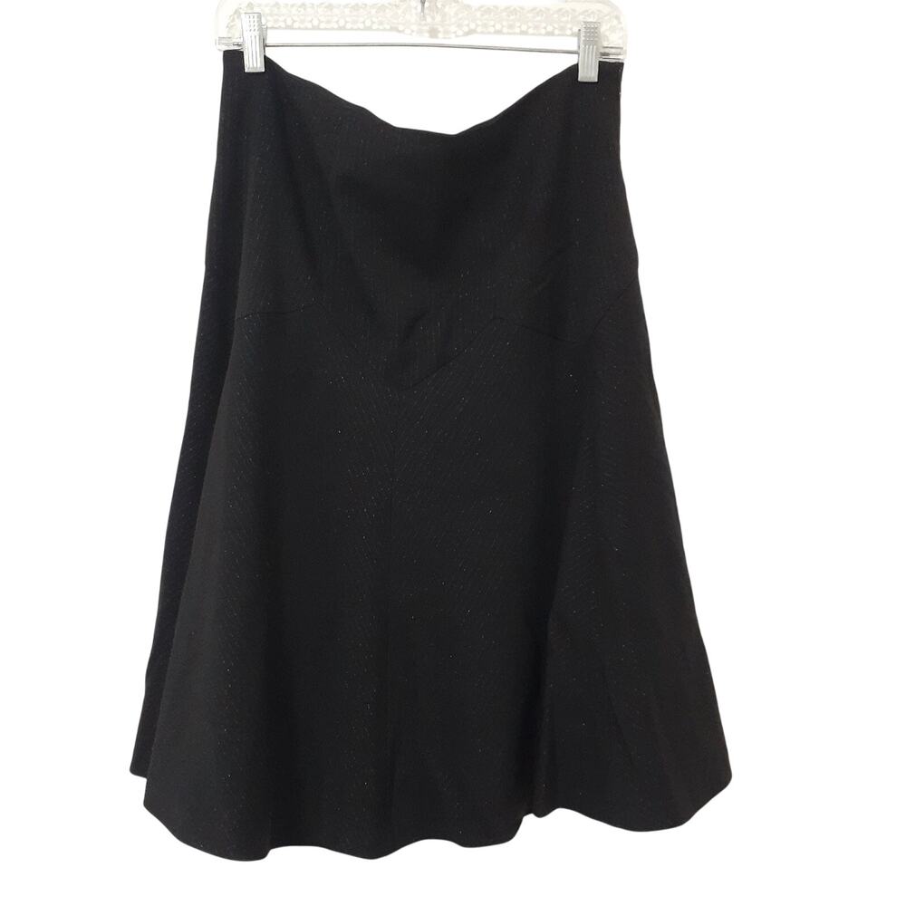 George Women’s Black Stripe Size 12 A-Line Skirt Polyester Blend